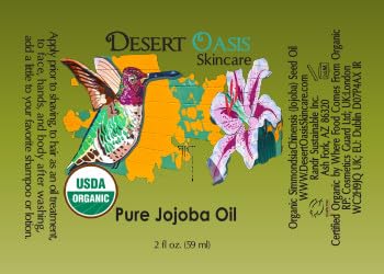 | USDA Certified Organic Jojoba Oil – 100% Pure, Cold Pressed, Natural Conditioner for Face, Hair, Skin, Nails, Tattoos & Piercings – (2 fl oz / 59 ml)