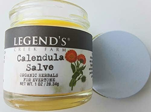 Legend's Creek Farm Herbal Salve - Healing Ointment with Calendula Flowers & Grapeseed Oil - Natural Balm for Dry Skin, Scrapes, & Stings - 1oz. Healing Balm Handmade in USA (Calendula S.)
