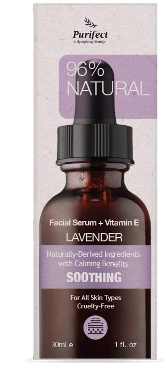 Purifect Lavender Soothing Botanical Facial Oil Serum - Calming Moisturizer with Vitamin E & Squalane, Infused with Botanical Oils to Rejuvenate, Cleanse & Hydrate Skin Naturally - 1 fl oz