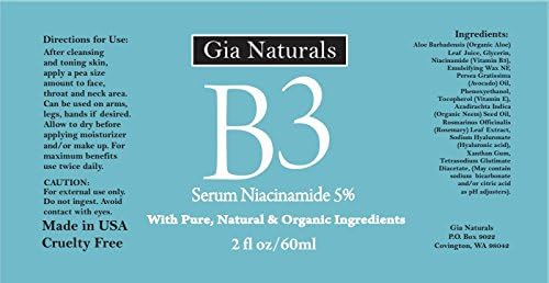 Vitamin B3 Serum Cream, 1 or 2 oz, Anti-Aging, Repairs Skin, Reduces Wrinkles, Evens Tone, Fights Acne, Smaller Pores, Boosts Collagen, Made in USA, Cruelty Free