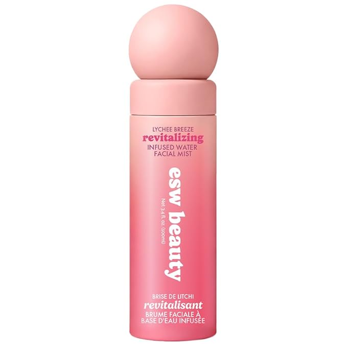 ESW Beauty Lychee Breeze Facial Mist - Hydrating Face Mist - Makeup Primer & Setting Spray - Scented Face Toner with Lychee Water, Lime, Green Tea & Caffeine 3.4oz