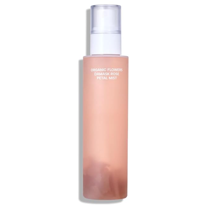 Whamisa Organic Flowers Damask Rose Petal Mist, Facial Mist Spray, Waterless Formula, Fermented Ingredient Formula, Hydration, Portable, Korean Skin Care (100ml)