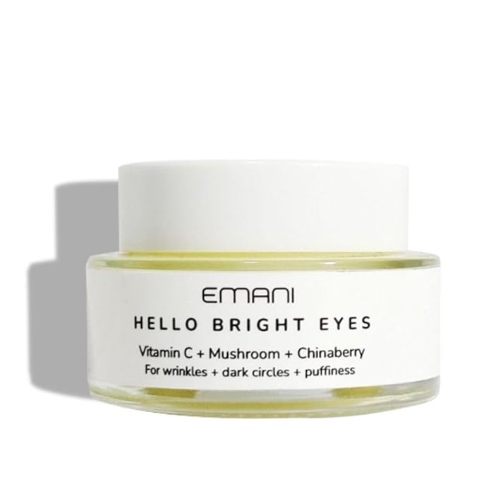 Emani Hello Bright Eyes- Vitamin C Eye Cream for Dark Circles & Puffiness - 8.5% Vitamin C, Caffeine, Reishi Mushroom, Peptides, Hyaluronic Acid - Anti-Aging, Vegan & Cruelty-Free - 1 oz