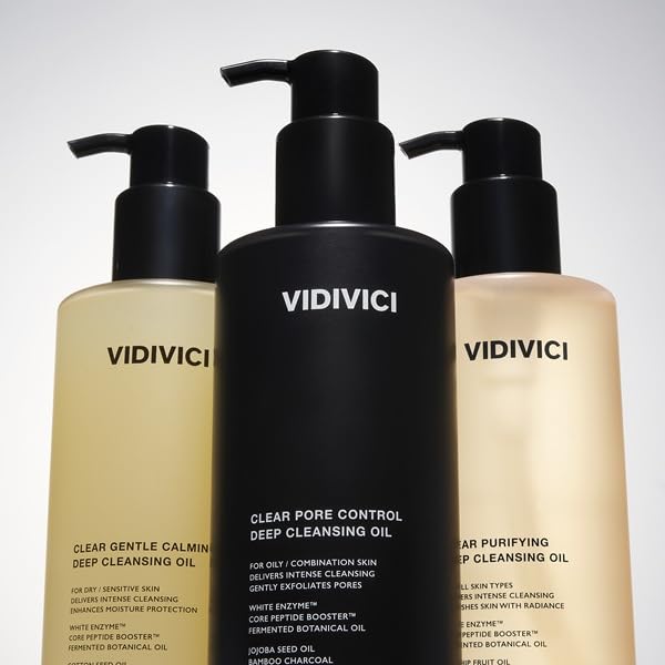 VIDIVICI Clear Deep Cleansing Oil Trio (1.01 fl oz X 3) - Korean Cleansing Oil Makeup Remover, Pore Cleansing & Hydrating Facial Cleanser, Gentle Cleansing for All Skin Types, Travel Friendly