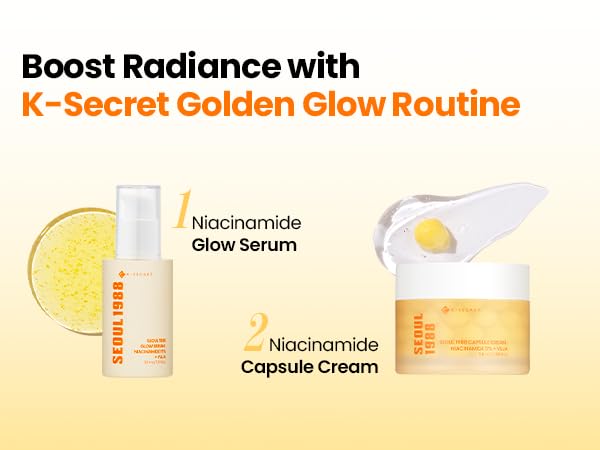 K-SECRET SEOUL 1988 Niacinamide Glow Serum – Formulated with 15% Niacinamide and Yuja | Hydrating Facial Serum for Dark Spots, Uneven Skin Tone | Korean Skincare, 30ml / 1.01 fl oz