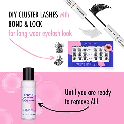 BEPHOLAN Cluster Lash Glue Remover 100ml, DIY Eyelash Extension Remover, Bond & Seal Adhesive Self Use, for Sensitive Eyes, Eye Makeup & Mascara Remover