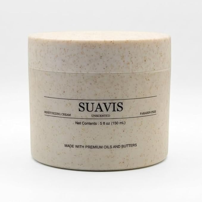 SUAVIS Moisturizing Cream - Body and Facial Lotion - Made in the USA with Premium Oils and Butters - Unscented, Paraben Free, 5 fl oz