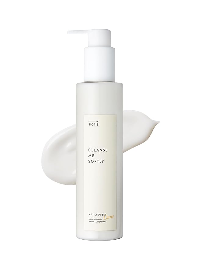 SIORIS Vegan Milk Cleanser, Hydrating Face Wash with Natural Citrus Water, Macadamia Seed Oil, Gentle Daily Facial Cleanser for Dry & Sensitive Skin, Korean Skincare – Citrus, 6.76 fl oz
