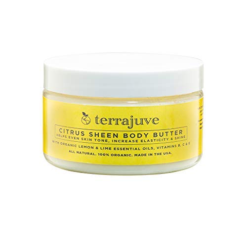 Cocoa Mango & Lemon Body Butter Pure, Natural and Organic Wrapped in Organza Bag: Anti Aging, Helps Even Skin Tone, Increase Elasticity, and Glow with Lemon and Lime, Shea Butter, Vitamins B, C and E