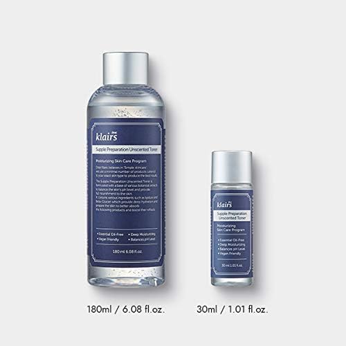 Dear Klairs Unscented Toner | Non-Irritation for Sensitive Skin, Instant Soothing, Skin Flooding & Layering, Hyaluronic Acid, Korean Skin Care, Vegan, Essential Oil Free, 1.01 fl oz