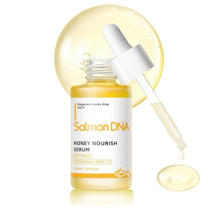 Salmon DNA PDRN Honey Nourishing Serum 30ml, Hydrating Soothing Face Serum with Panthenol, Korean Skin Care for Sensitive Blemish-Prone Skin, Calms The Look of Redness