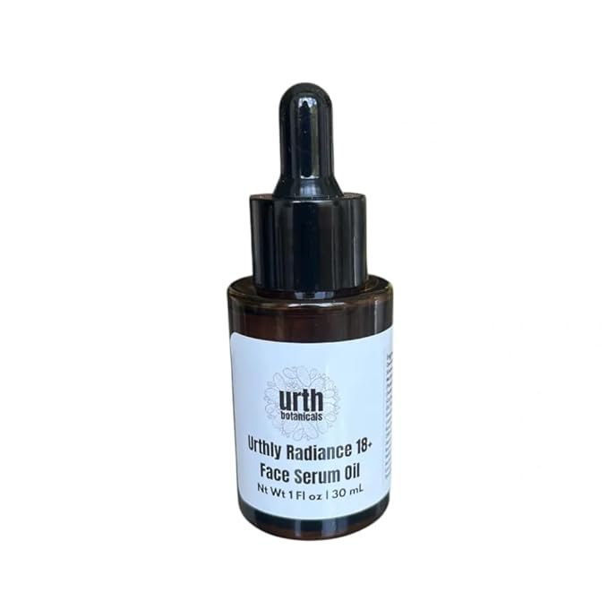 Urthly Radiance 18+ Face Serum Oil – 18 Cold-Pressed Botanical Oils + Deep Sea Squalane | Anti-Aging, Brightening & Hydrating Face Oil for Mature, Dry & Sensitive Skin | Plant-Based, Clean Beauty, 1oz