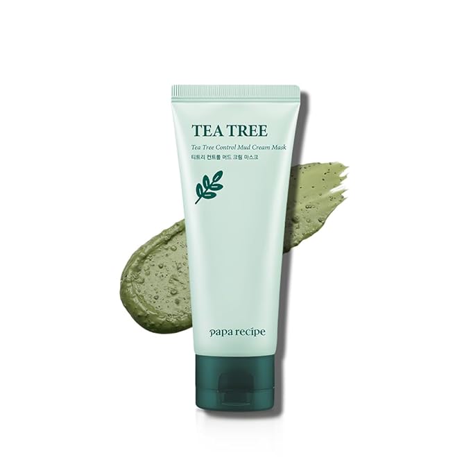 Papa Recipe Tea Tree Control Mud Cream Mask – Bentonite & Kaolin Clay Face Mask, Deep Pore Purifying & Soothing Care, Gentle Exfoliating Korean Mud Mask for Sensitive & Acne-Prone Skin