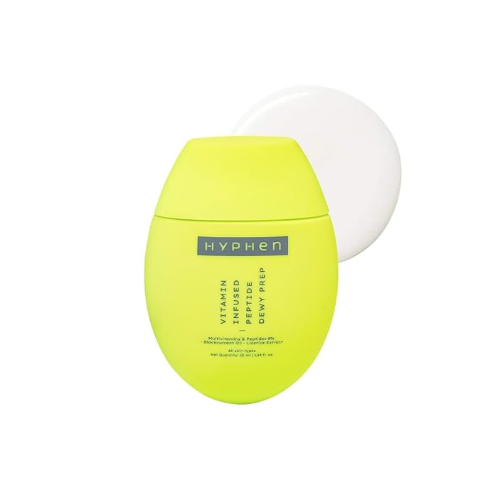 Hyphen Vitamin-Infused Peptide Dewy Prep 8% Multivitamins & Peptides Serum | Instant Dewy Glow & Hydration, UV Protection & Strengthens Skin Barrier | Lightweight, Non Greasy, Fragrance Free - 50ml