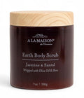 A LA MAISON Earth Body Scrub Amber Collection Natural Pumice Scrub with Shea Butter & Olive Oil – Gently Exfoliates & Softens Skin – French Formula – Plant-Based – 7 oz (Jasmine & Santal)