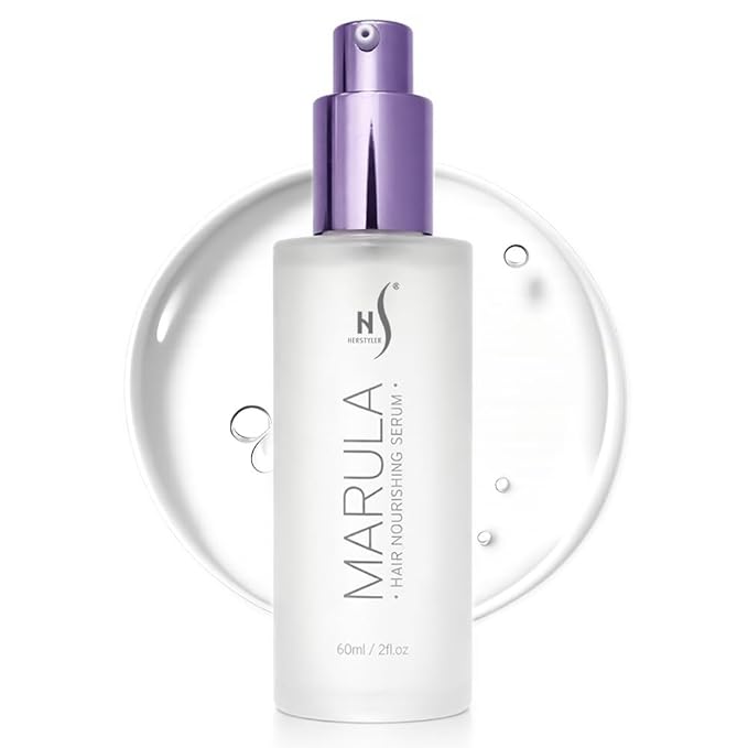 HerStyler Marula Oil Hair Serum - Anti Frizz Serum for Frizzy, Dry and Damaged Hair - Boosts Shine, Straightening - Address Flyaways, Split Ends - 2 Fl Oz (1 Pack)