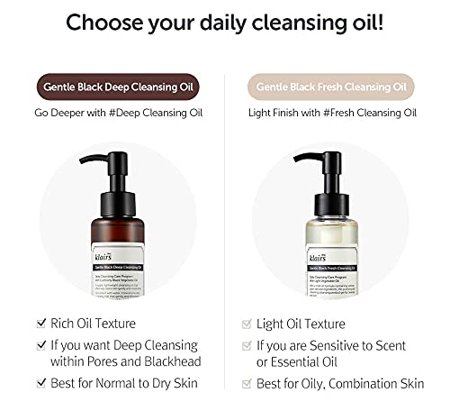 DearKlairs Cleansing Oil - 6 Plant Oils, No Parabens, Korean Makeup Remover for Sensitive Skin, Double Cleanse Step, Vegan Cruelty-Free, 5.07 Fl Oz