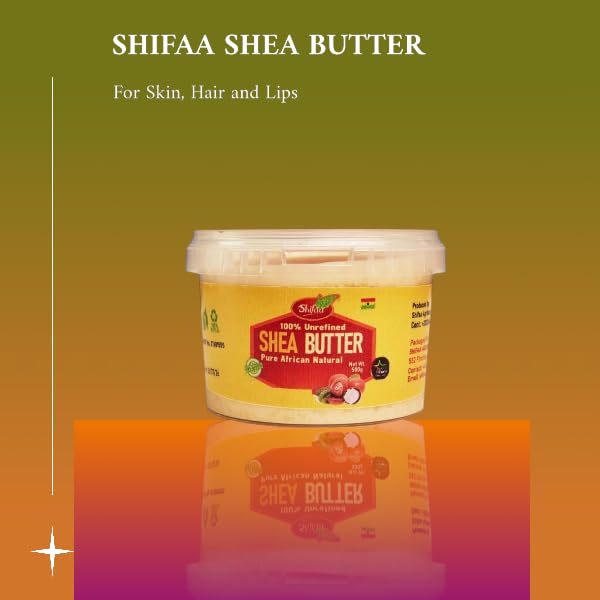 Shifaa Shea Butter - 100% Pure and Unrefined from Ghana I Raw, Natural Moisturizer & Organic for Skin, Hair, Lips & Body - Good for Scars and Rashes, Eczema - 18oz