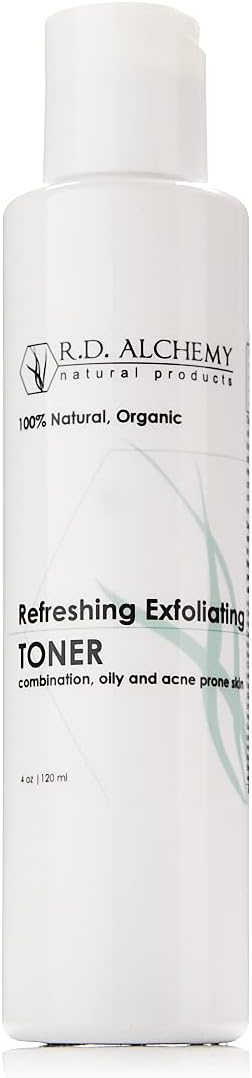 RD Alchemy - 100% Natural & Organic Refreshing Exfoliating Toner - Witch Hazel & Salicylic Acid Exfoliate, Freshen, & Brighten Skin - Perfect for Acne Prone & Oily Skin Types.