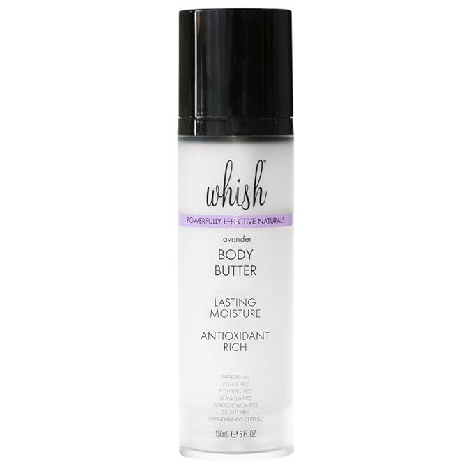 Whish Beauty Body Butter for Women - Moisturizing Body Lotion for Dry Skin - Antioxidant-Rich with Shea Butter, Aloe, & Raspberry Butter - Paraben & Sulfate Free - Lavender - 5 fl oz