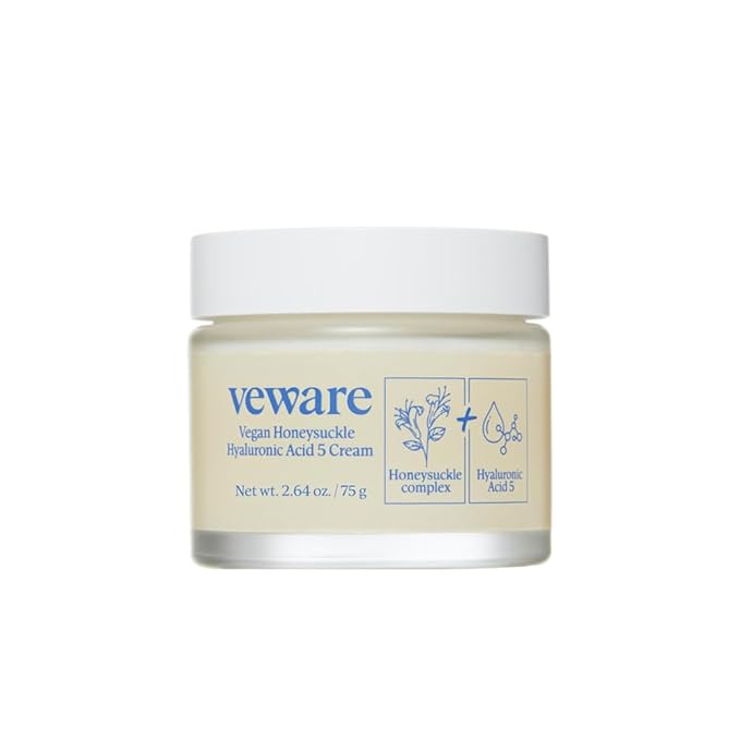 Vegan Honeysuckle Hyaluronic Acid 5 Moisturizing Cream - Soothing & Hydrating for Sensitive Skin - Fragrance-Free, Alcohol-Free, 75g