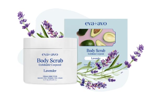 Eva+Avo Spa Moments Body Scrub, Vegan Sugar Body Scrub, Sulfate & Paraben Free, Gentle Exfoliating Formula for All Skin Types, 12 Fl Oz