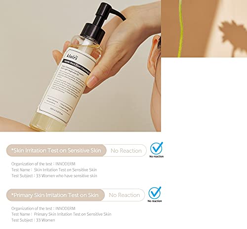 DearKlairs Cleansing Oil - 6 Plant Oils, No Parabens, Korean Makeup Remover for Sensitive Skin, Double Cleanse Step, Vegan Cruelty-Free, 5.07 Fl Oz