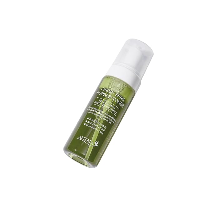 ANTALA Green Spiri Korean Skincare Bubble Toner 5.41oz, Low pH Hydrating Facial Toner with EGF and Spirulina, Carbonated Foam, Moisturizing Pore Care for Sensitive and Dry Skin