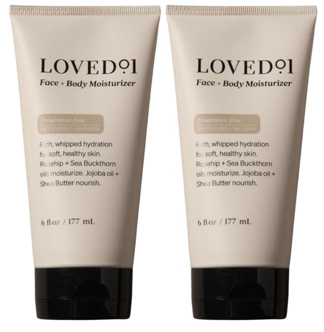 Loved01 Daily Face & Body Moisturizer, John Legend Skincare, Fragrance-Free & Non-Greasy Shea Butter Cream, Deep Hydrating Formula for Dry & Sensitive Skin, Vegan & Cruelty-Free, 2-Pack (6 oz each)