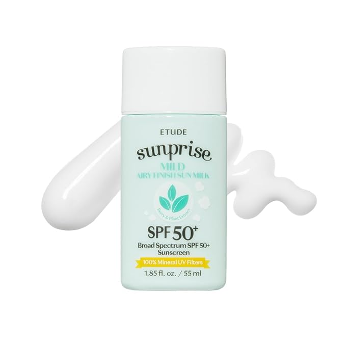 ETUDE Sunprise Sunscreen Mild Sun Milk SPF 50+ / PA++++ (55ml) | Sebum-free, Non-Sticky, Long Lasting Protection, 100% Mineral Korean Sunscreen for sensitive skin | perfect for Coachella Essentials