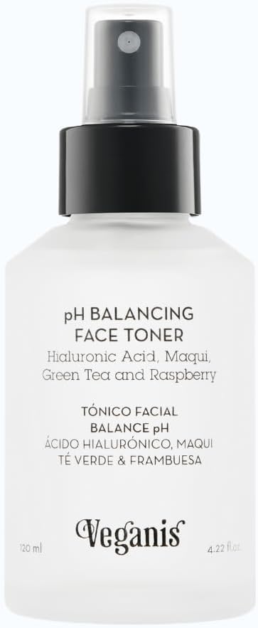 PH Balance Face Toner Spray with Hyaluronic Acid, Green Tea & Raspberry — Hydrating Pore Minimizer Mist for Sensitive Skin, 4.22 Fl Oz