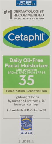 Cetaphil Face Moisturizer, Daily Oil Free Facial Moisturizer with SPF 35, For Dry or Oily Combination Sensitive Skin, Fragrance Free Face Lotion (Pack of 12)