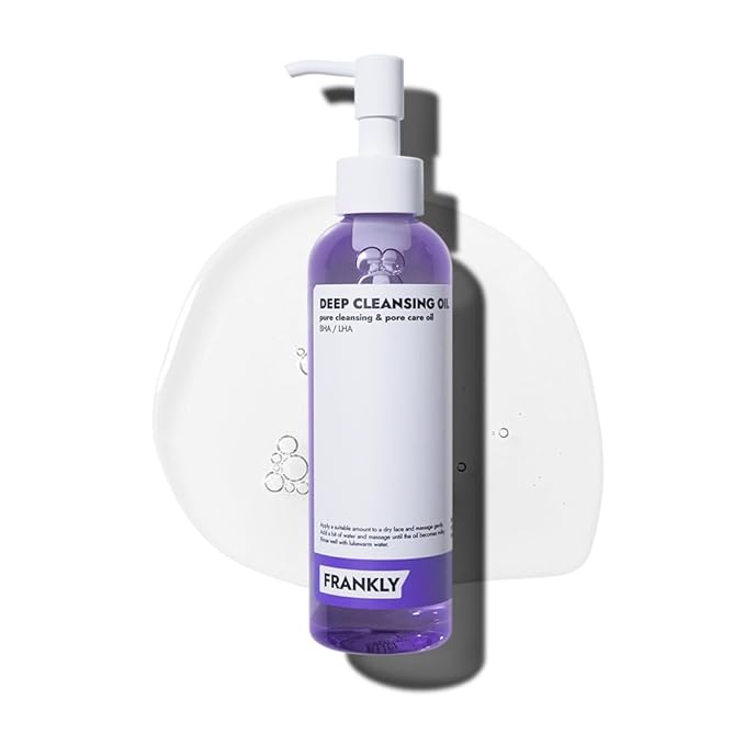 FRANKLY Pore Cleansing Oil | Oil Cleanser for Face | Deep Makeup Remover & Blackhead Cleanser with BHA, LHA, Amino Acids & Hyaluronic Acid | All Skin Types, Korean Skin Care | 6.8 fl oz