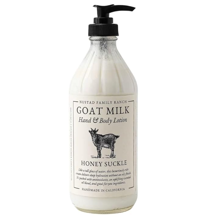 Goat Milk Body Lotion for Dry Sensitive Skin – Honey Suckle Natural Moisturizer for Face, Hands & Body – Handmade, Fast-Absorbing, Lightweight, Non-Greasy – Multiple Scents 16oz