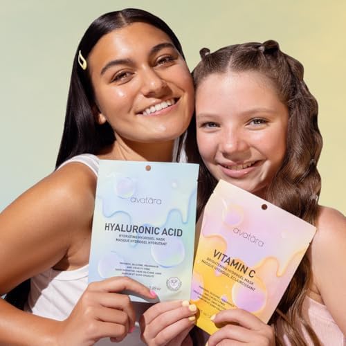 Avatara High-Key Glow 8-Pack Water-gel & Hydrogel Variety Sheet Mask Set, 2 Each: Hyaluronic Acid, Vitamin C, You C This?, Re-Dew | 0.71 fl. oz / 21 mL & 0.95 oz / 27 g
