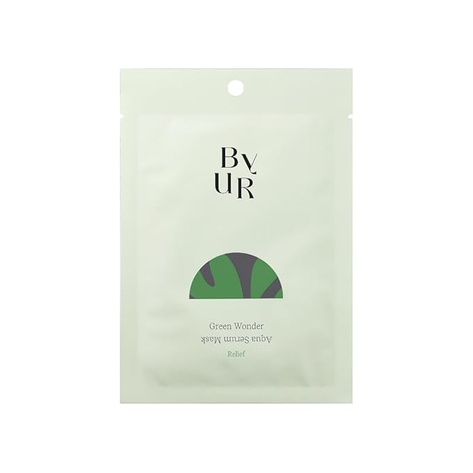 ByUR Green Wonder Keep Peace Aqua Serum Mask - Soothing & Oil Control for Sensitive Skin, Gentle Exfoliation, Salicylic Acid, AHA, Centella Asiatica, Daily Face Mask Pore Care Korean Skincare (1pc)