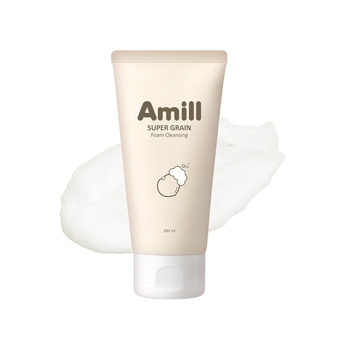 Amill Super Grain Foam Cleansing (100ml/3.39fl.oz) – Gentle Facial Cleanser with Multi-Grain Extracts for Soft & Hydrated Skin