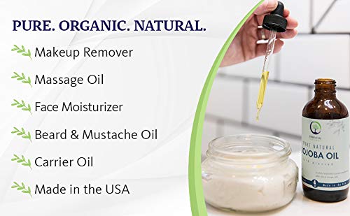 Essential Living: Organic Jojoba Oil - Pure Carrier Oil for All-Natural Skin Care, Moisturizer, Makeup Remover, Oil Cleansing and More - 4 oz. - Cold Pressed - No Hexane - Made in the USA