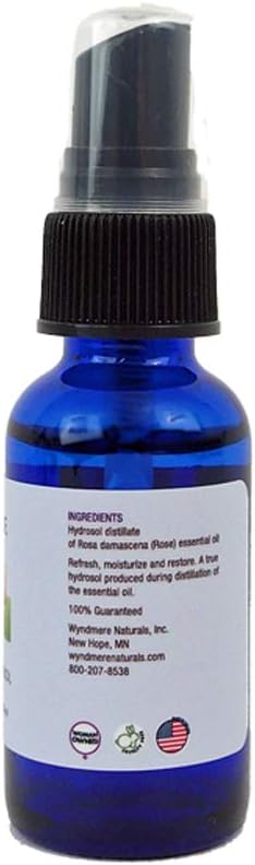 Rose Hydrosol Facial Toning Mist - Soothing Natural Facial Toner - Pure Rose Floral Water - 1oz