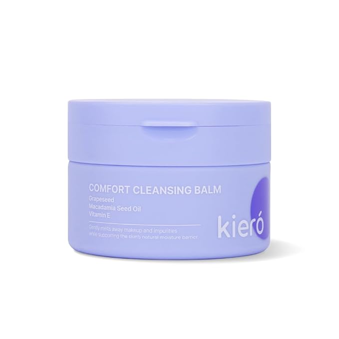 Kiero Comfort Cleansing Balm - Nourishing Melting Balm Facial Cleanser with Vitamin E, Grapeseed & Macadamia Oils - Vegan, Lightweight Skin Barrier Repair Face Wash for Dirt & Impurities (2.82 oz)