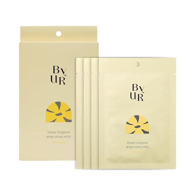 ByUR Honey Gorgeous Keep Moisturizing Aqua Serum Mask - Hydration & Skin Elasticity, Skin Barrier Care for Dry Skin, Honey Extracts & Ceramide, Face Sheet Mask Daily Pore Care Korean Skincare (4pc)