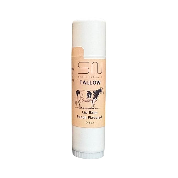 Seoul Naturals Tallow Lip Balm, Peach Flavored, k beauty, 0.5 oz