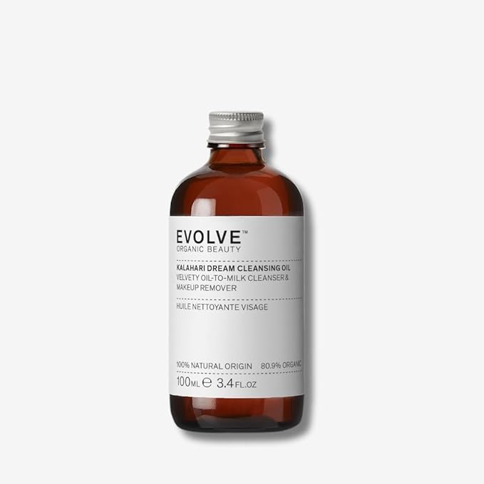 Evolve Organic Beauty - Kalahari Dream Cleansing Oil | Lightweight, Nourishing, Make Up Removal | Squalane, Pink Indigo | Small-Batch, Vegan Clean Beauty (3.4 fl oz | 100 mL) Package May Vary