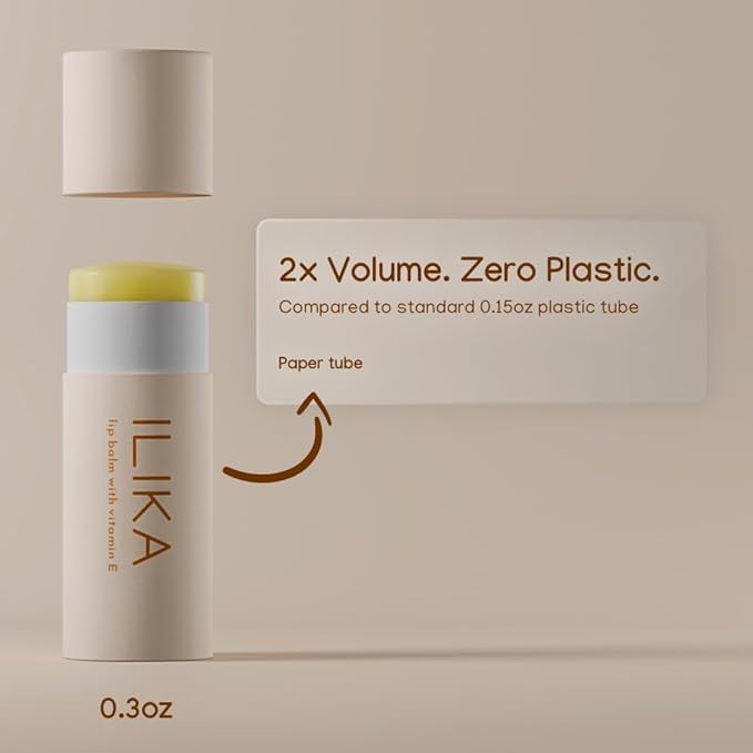 ILIKA 100% Natural Lip Balm - 2X Volume, Organic, Plastic-free, Vegan, Cruelty-Free, COSMOS Certified Organic, PETA Certified, Plant-Based, Biodegradable Tube, 2 Pack, Orange Tangerine - 0.3 Oz each