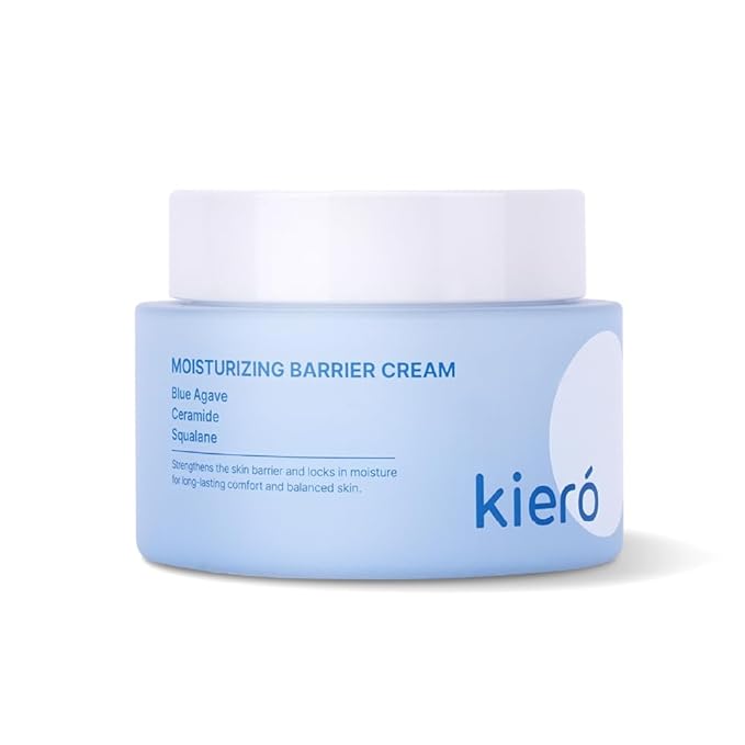 Kiero Moisturizing Barrier Cream - Hydrating Daily Face Moisturizer with Blue Agave, Ceramides & Squalane for All Skin Types - Vegan, Soothing Facial Lotion Barrier Repair Korean Skin Care (1.76 oz)