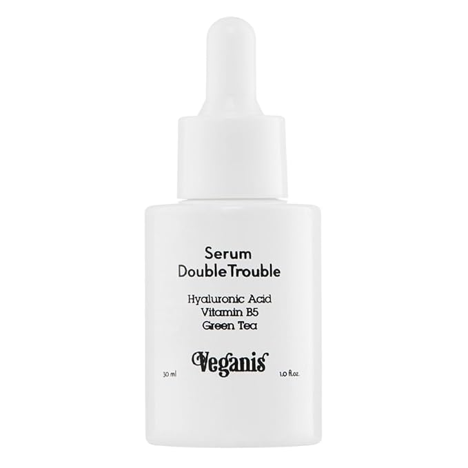 Double Trouble Face Serum – Hydrating Serum with Hyaluronic Acid, Vitamin B5 & Green Tea – Lightweight Anti-Aging Formula for Smooth Skin – 1 Fl Oz