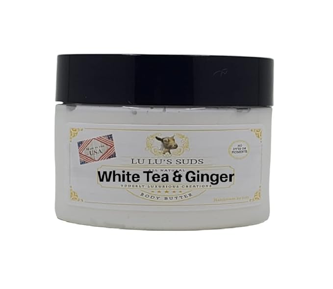 Lu Lu's Suds Hand Made All Natural Body Butter (4 oz, White Tea & Ginger)