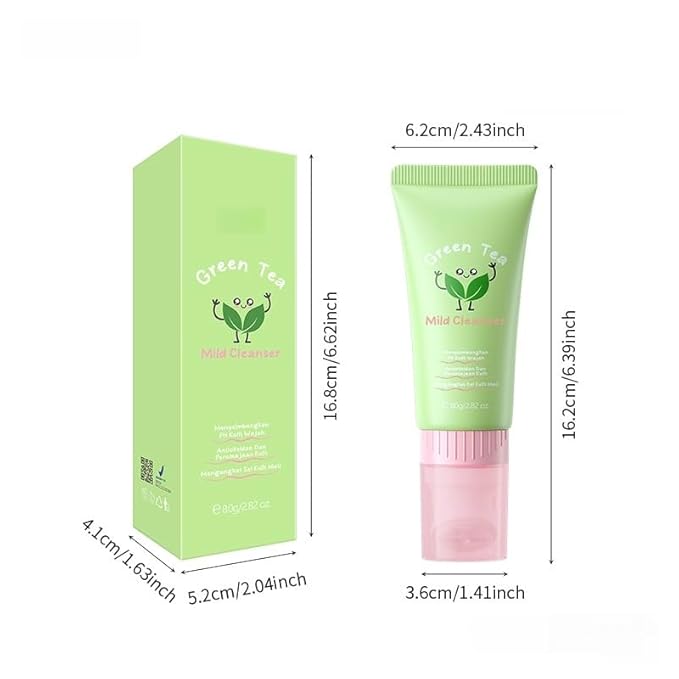 Green Tea Foaming Facial Cleanser | Sulfate-Free Paraben-Free | Gentle Sensitive/All Skin Types Daily Cleanser | Oil Control, Pore Cleansing, Sustained Hydration | Non-Comedogenic 80g / 2.82 oz