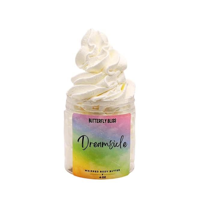 Orange Cream Whipped Body Butter – Creamy Orange & Vanilla Scent – Shea, Cocoa & Mango Butter Moisturizer – Vegan, Paraben-Free Dry Skin Cream – 4 oz Jar