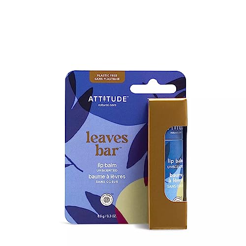 ATTITUDE Plastic-free Lip Balm, EWG Verified Plant- and Mineral-Based Ingredients, Vegan and Cruelty-free Personal Care Products, Unscented, 0.3 Oz (Pack of 2)